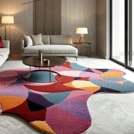 Handcrafted Abstract Patchwork Living Room Rug
